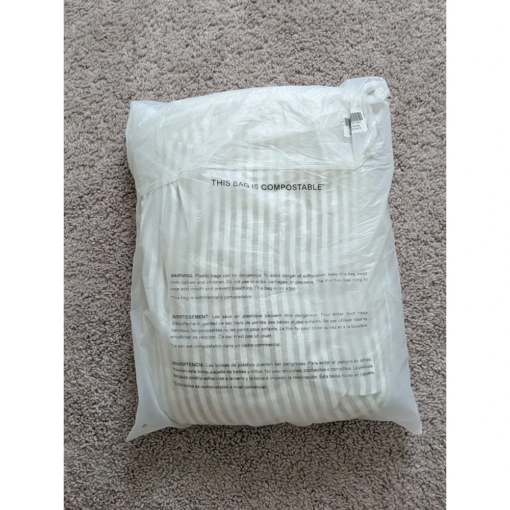 Quince European Linen Sheet Set Willowleaf White Stripe Twin + Flat Sheet NWOT
